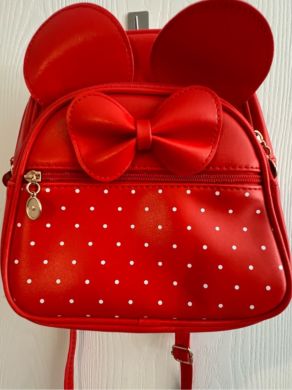 Kids Red Bow & Ears Backpack - Cute Polka Dot Shoulder Bag